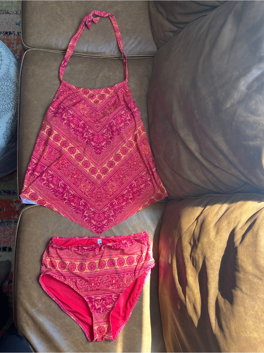 Aqua Bright Pink & Coral Printed Swim Set
